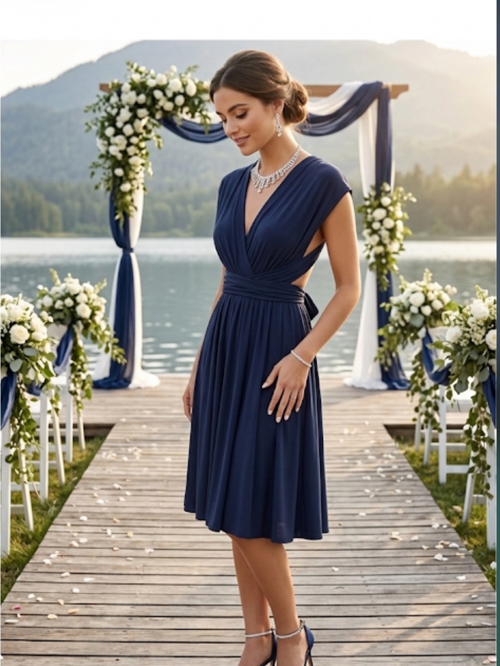 Whbm Navy Blue Sleeveless Party Dress